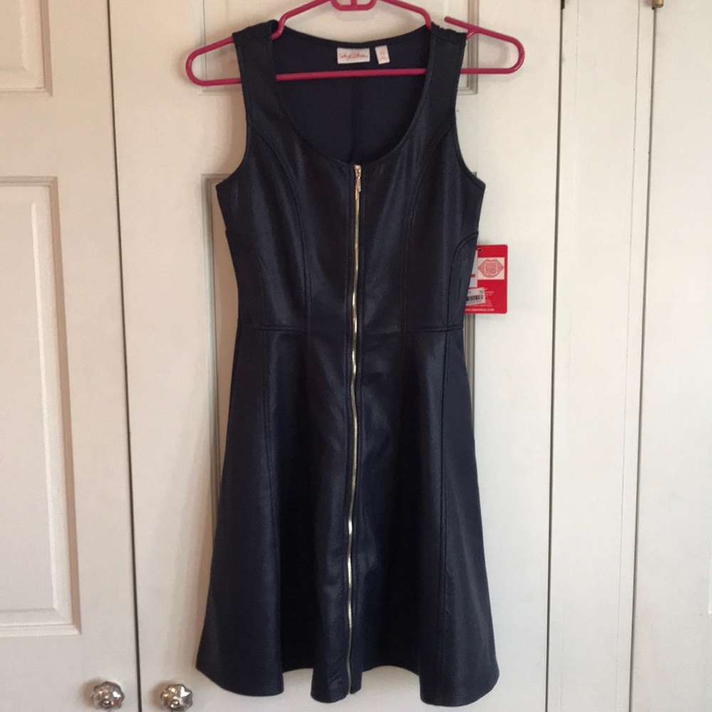 NWT Macy’s leather/suede navy dress